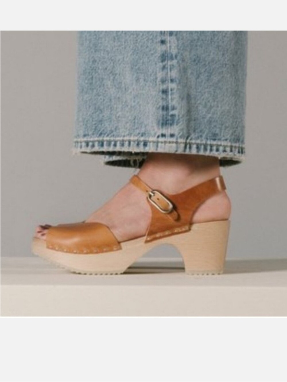 ZUZII Willa  Leather Peep-toe Clog Sandal Whiskey 39